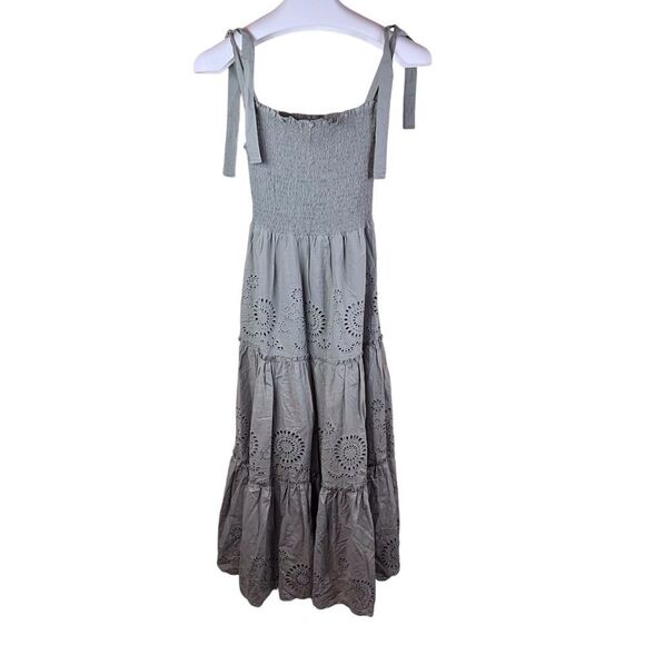 Zara Gray Maxi Dress with Eyelet Details - Picture 2 of 8